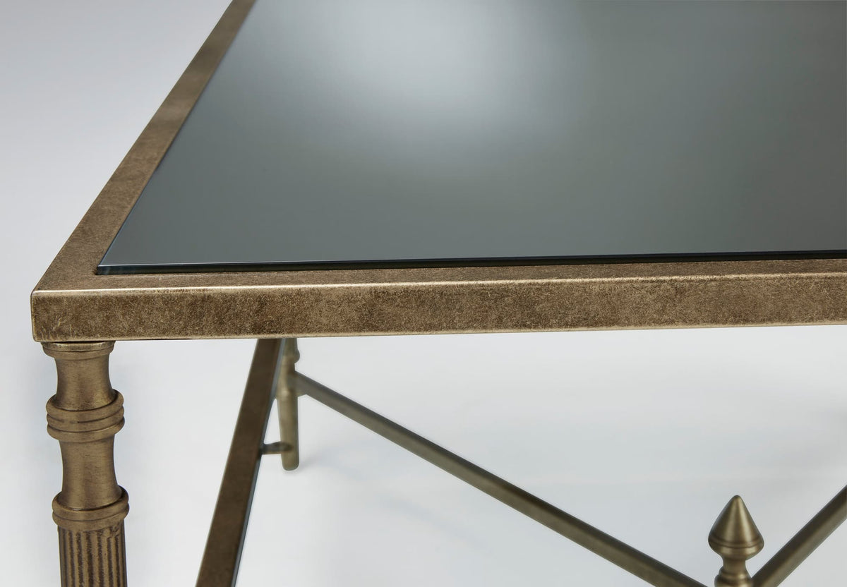 Aged Gold Mirrored Coffee Table with Glass Shelf — product image 2