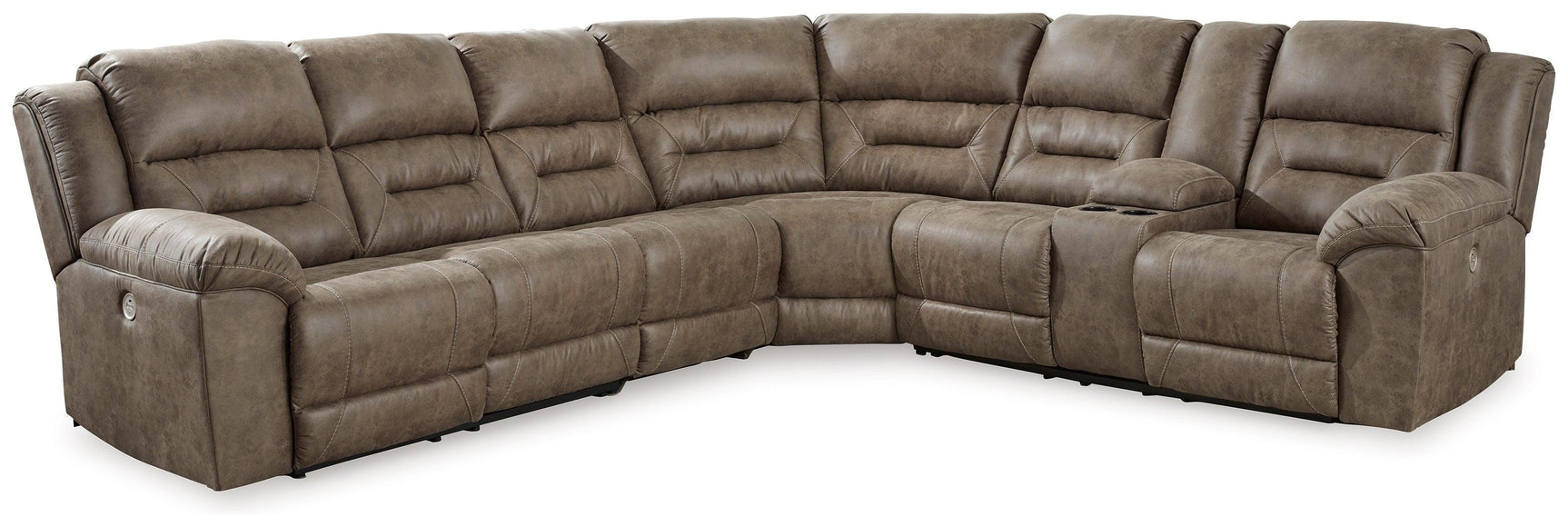 Ravenel Fossil Faux Leather 4-Piece Power Reclining Sectional Sofa