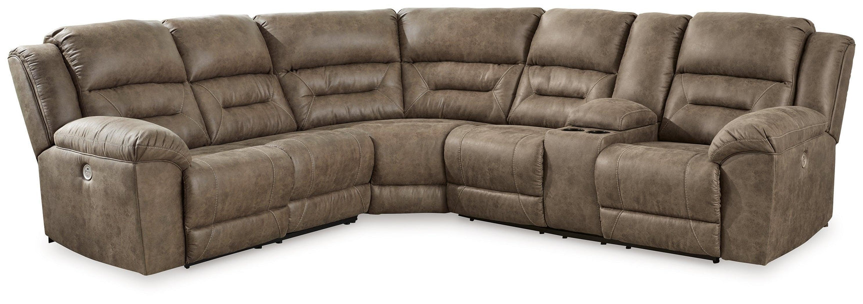 Ravenel Fossil Faux Leather 3-Piece Power Reclining Sectional Sofa