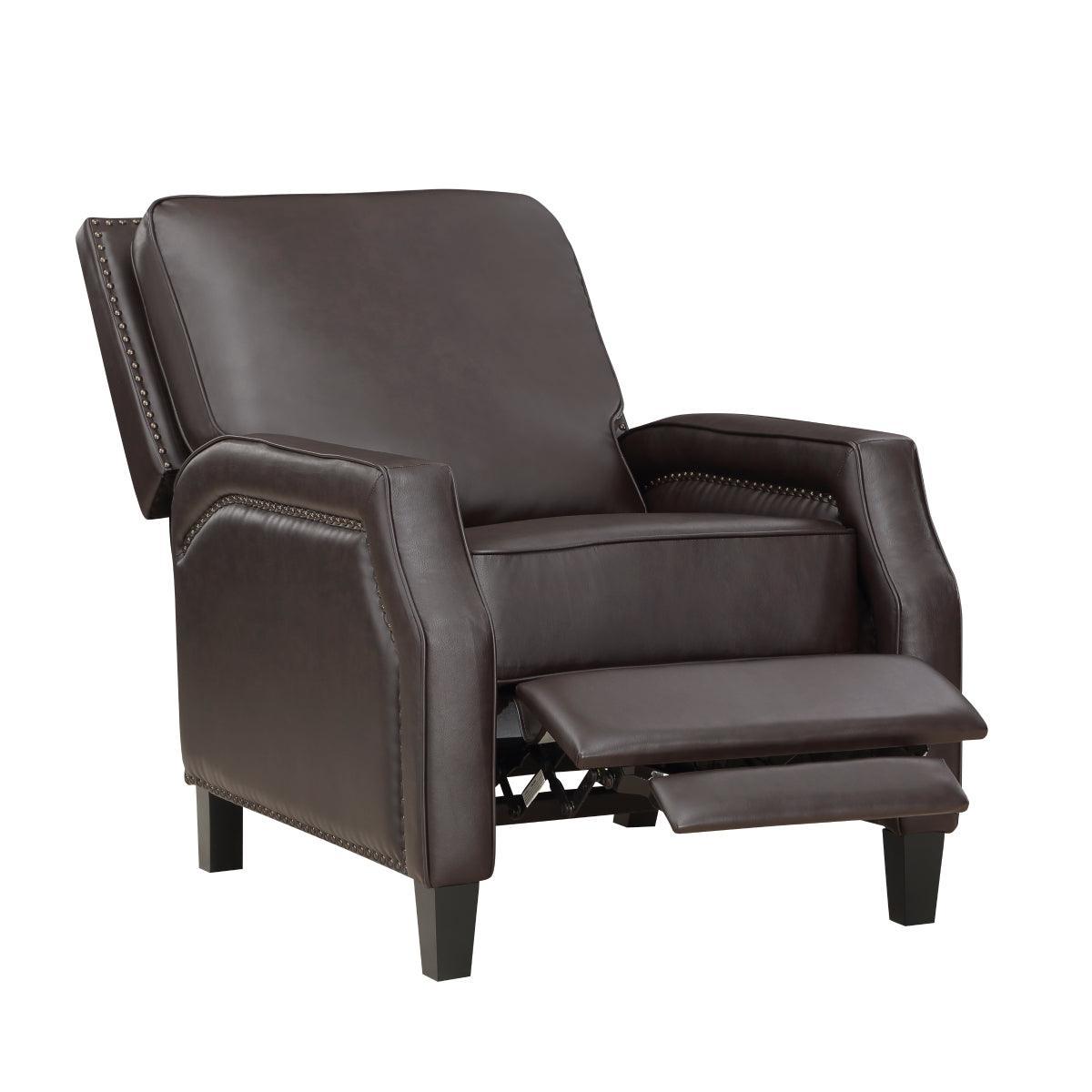 Berenson Dark Brown Modern Transitional Solid Wood And Plywood Faux Leather Recliners - Ella Furniture