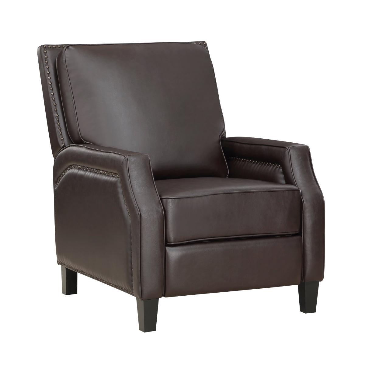 Berenson Dark Brown Modern Transitional Solid Wood And Plywood Faux Leather Recliners - Ella Furniture