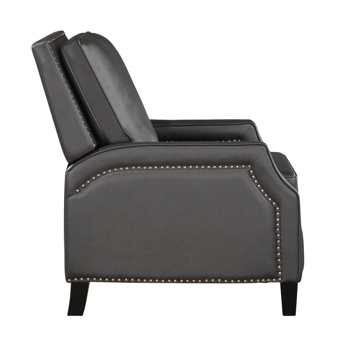 Berenson Gray Transitional Solid Wood And Plywood Chenille Faux Leather Recliners - Ella Furniture