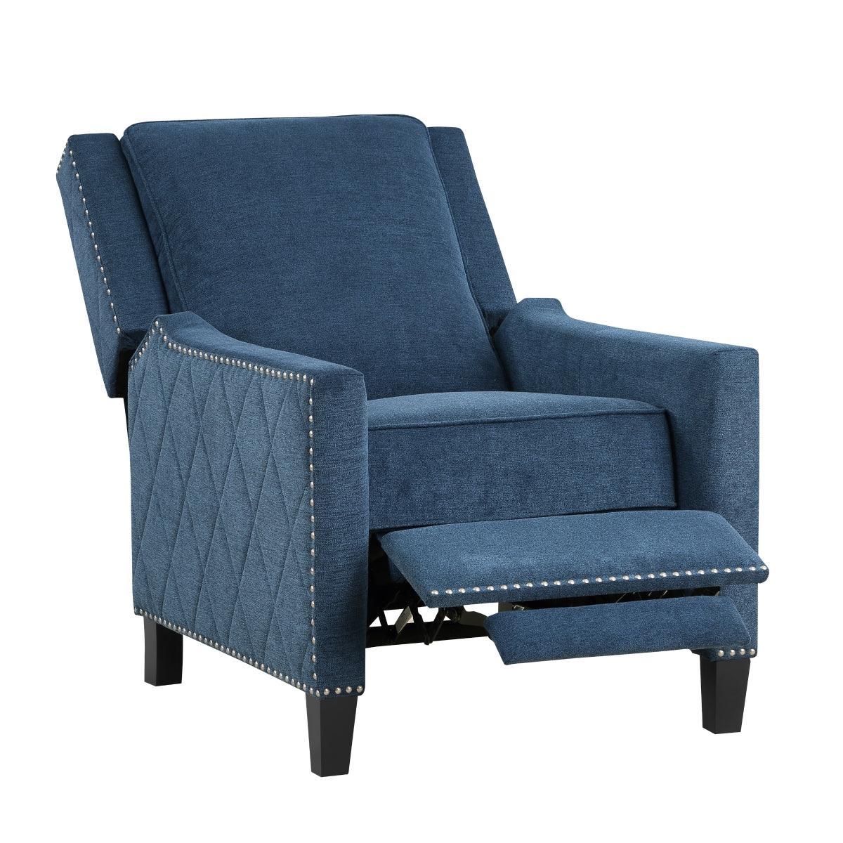 Banks Blue Contemporary Solid Wood And Plywood Textured Fabric Upholstery Recliners - Ella Furniture
