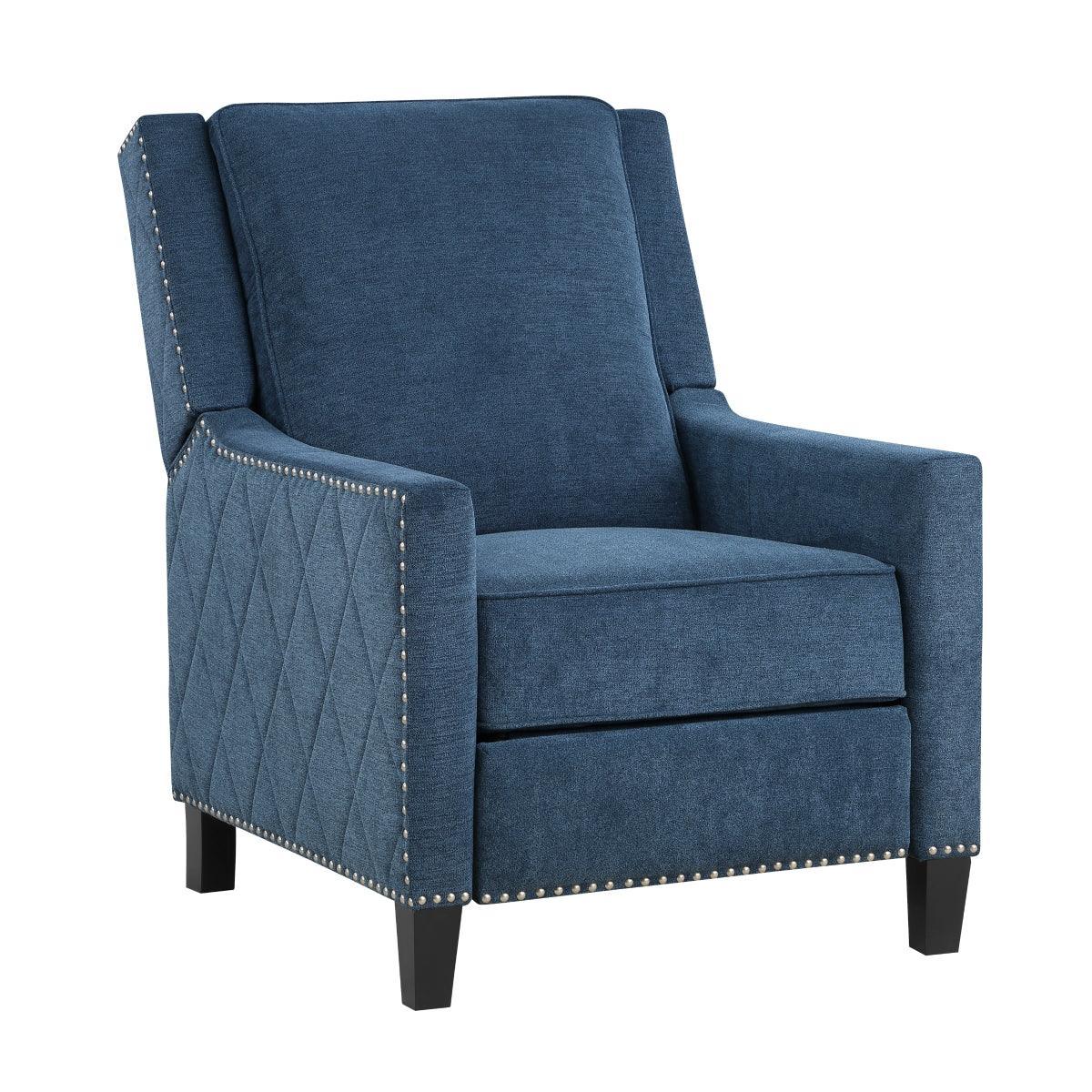 Banks Blue Contemporary Solid Wood And Plywood Textured Fabric Upholstery Recliners - Ella Furniture
