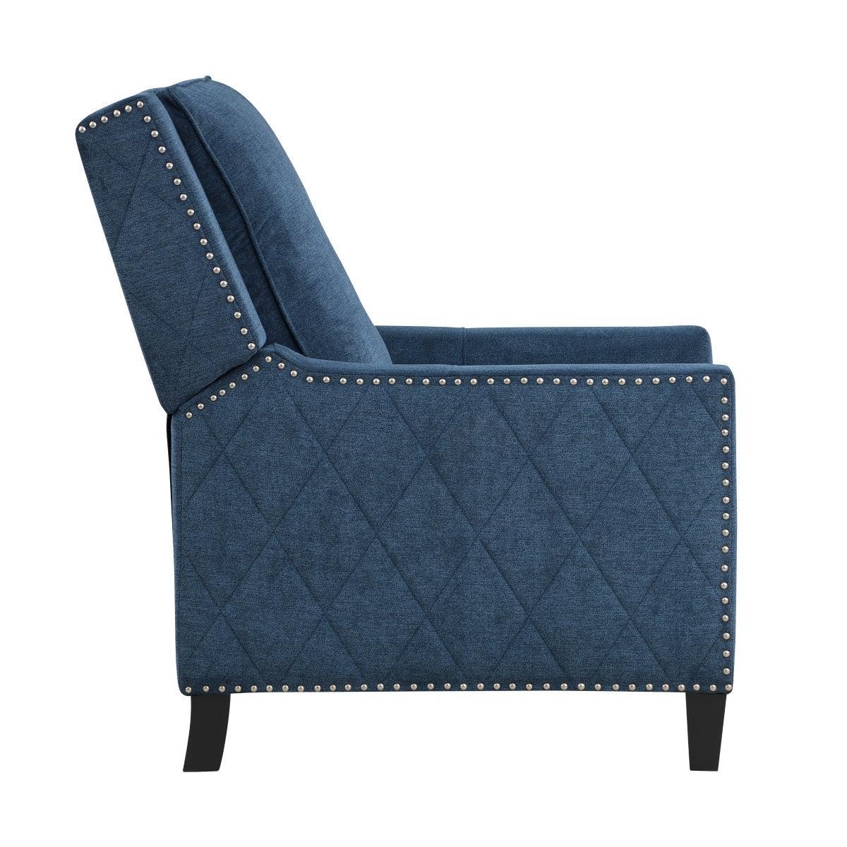 Banks Blue Contemporary Solid Wood And Plywood Textured Fabric Upholstery Recliners - Ella Furniture