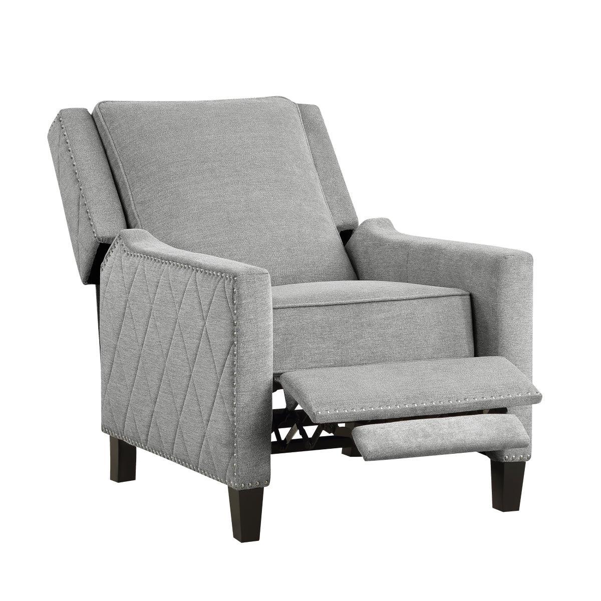 Banks Gray Contemporary Solid Wood And Plywood Textured Fabric Upholstery Recliners - Ella Furniture