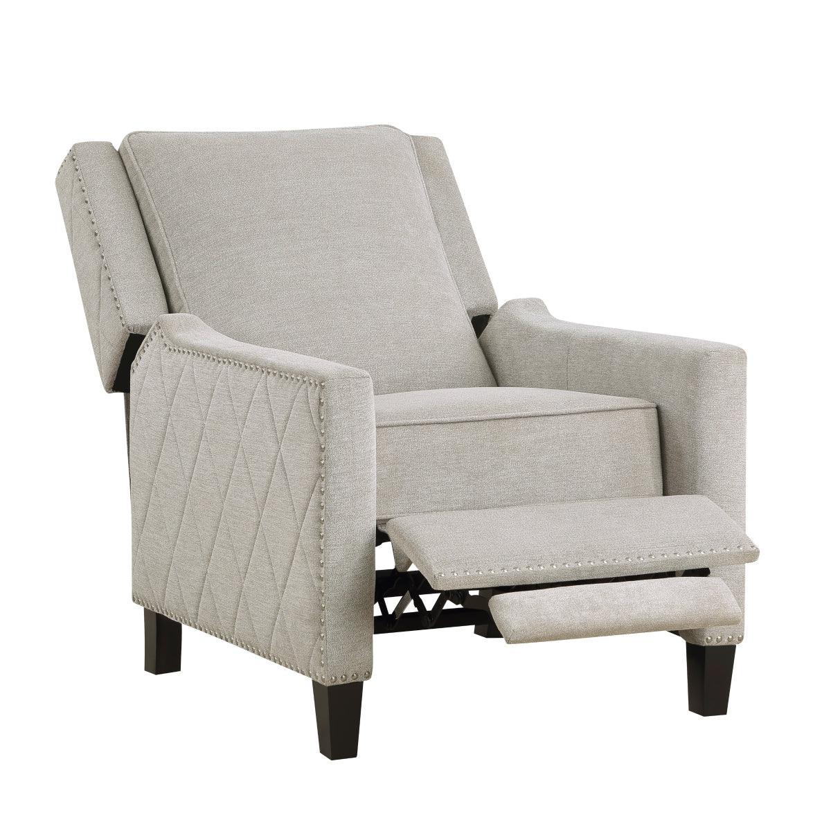 Banks Sand Contemporary Solid Wood And Plywood Textured Fabric Upholstery Recliners - Ella Furniture