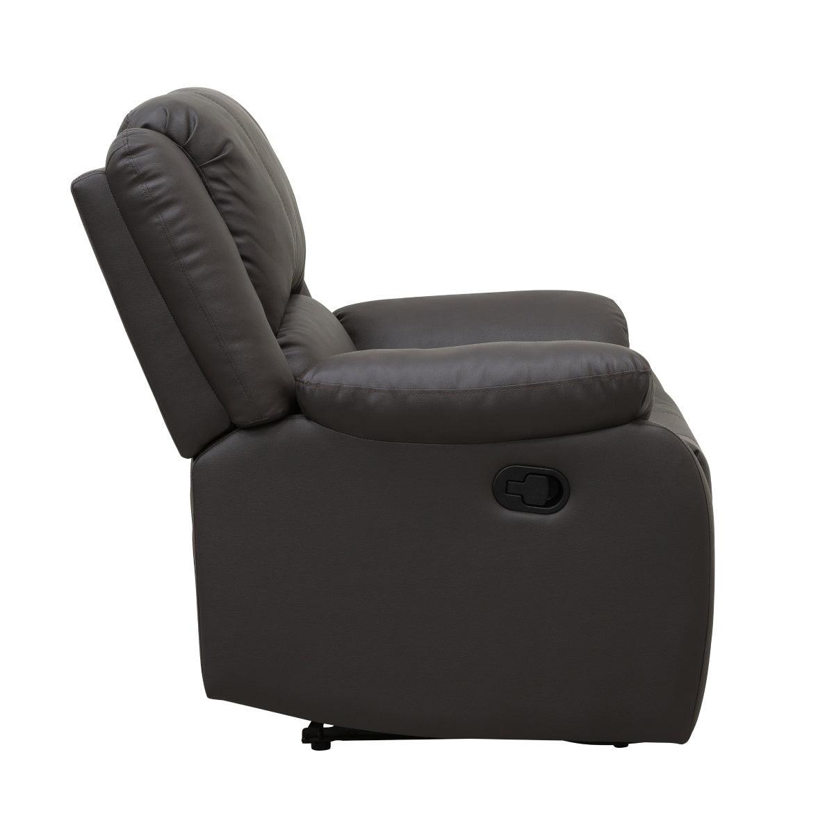Fairview Dark Brown Transitional Solid Wood And Plywood Polished Microfiber Fabric Recliners - Ella Furniture