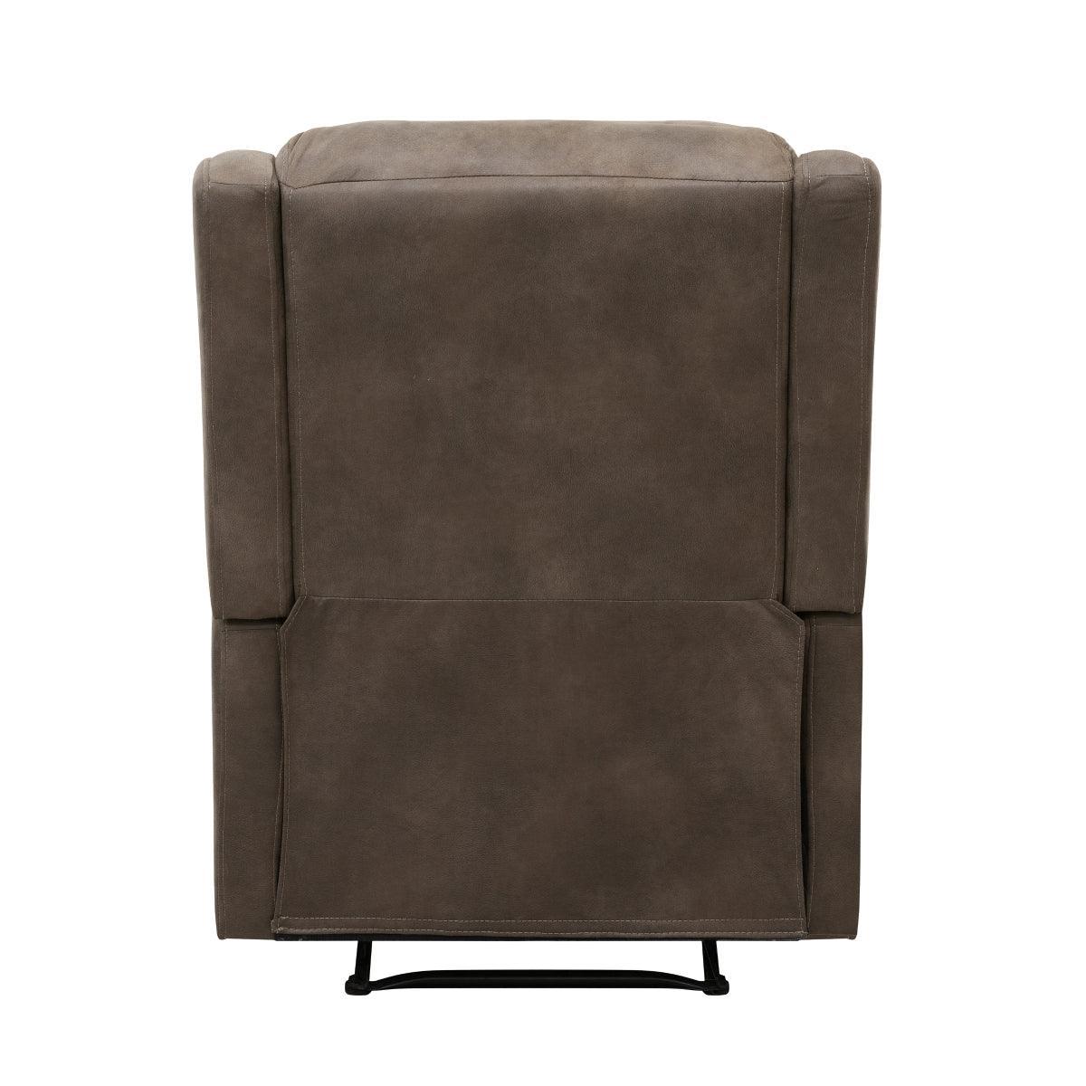 Durant Brown Modern Contemporary Solid Wood And Plywood Metal Faux Leather Upholstery Recliners - Ella Furniture