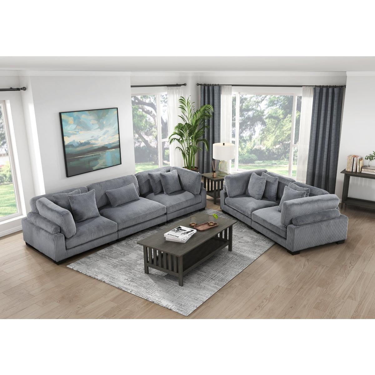 Traverse Gray Cordugoy Fabric Loveseat