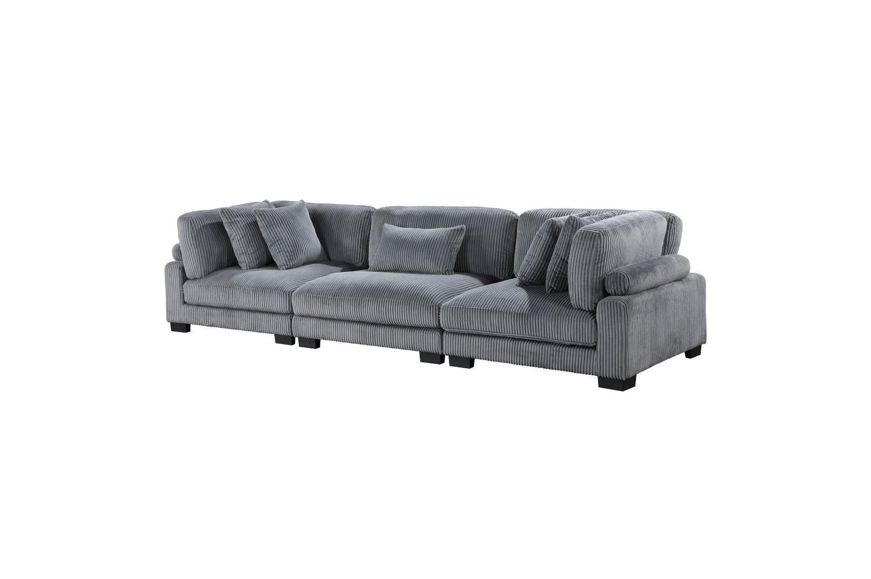 Traverse Gray Cordugoy Fabric Sectional Set