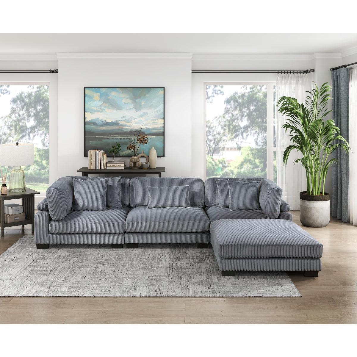 Traverse Gray Cordugoy Fabric Sectional