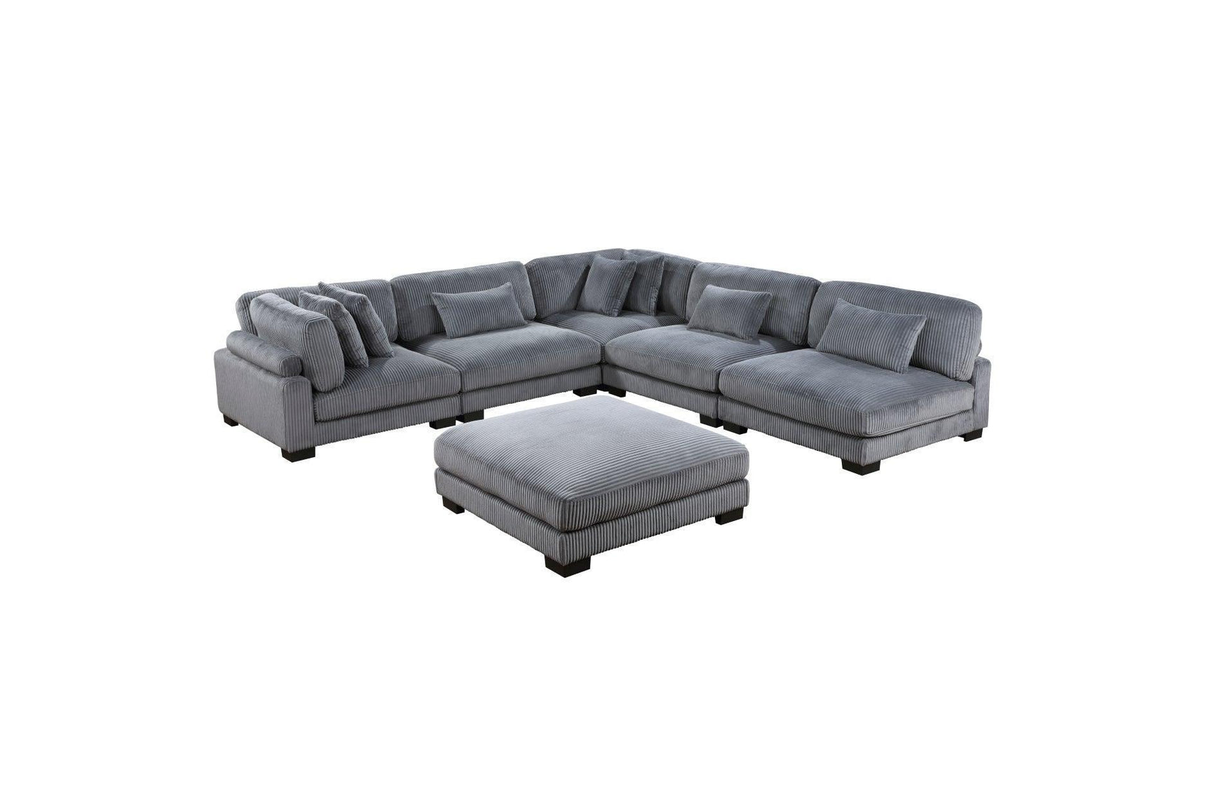 Traverse Gray Cordugoy Fabric Sectional Set