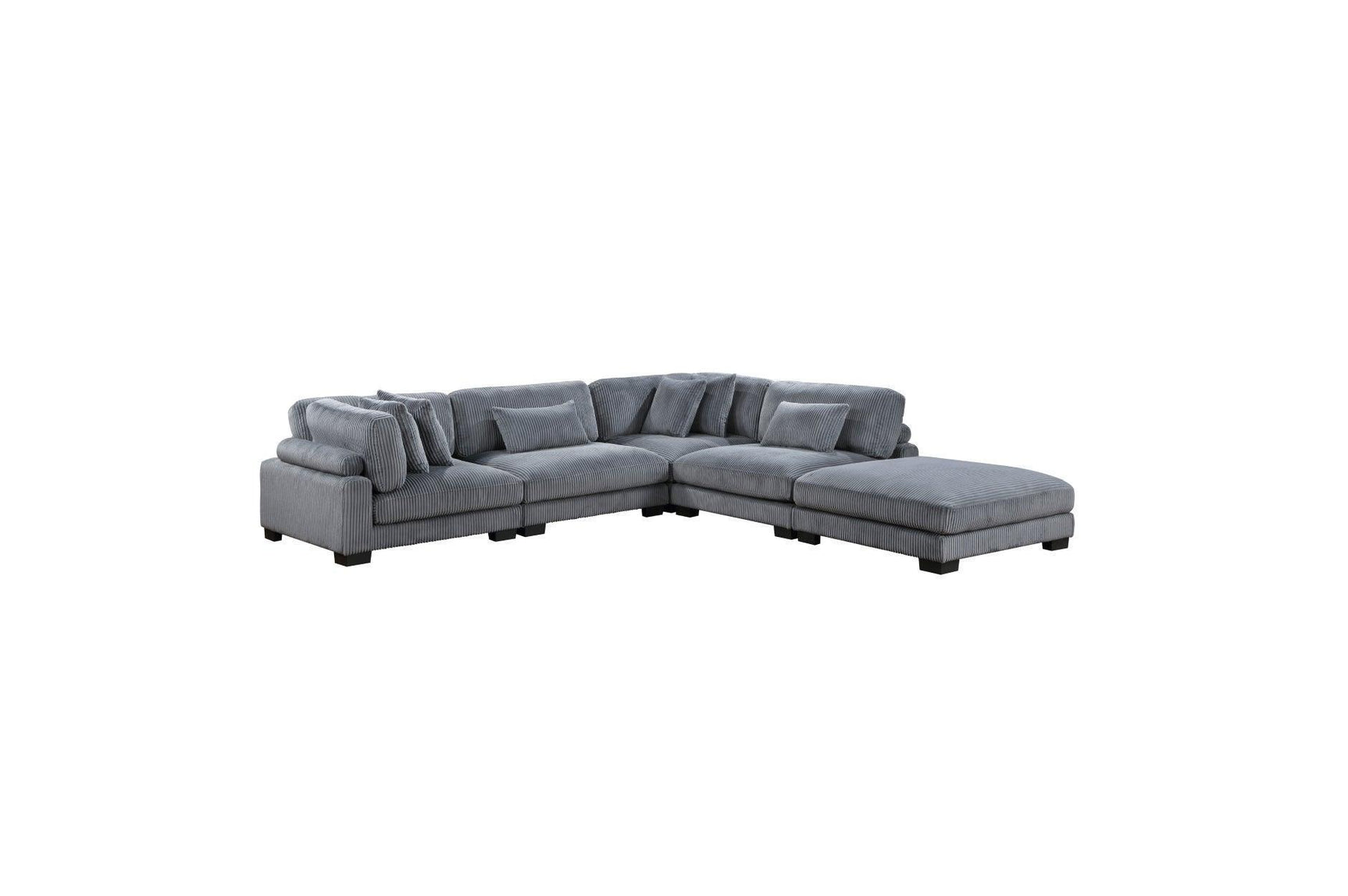 Traverse Gray Cordugoy Fabric Sectional Set