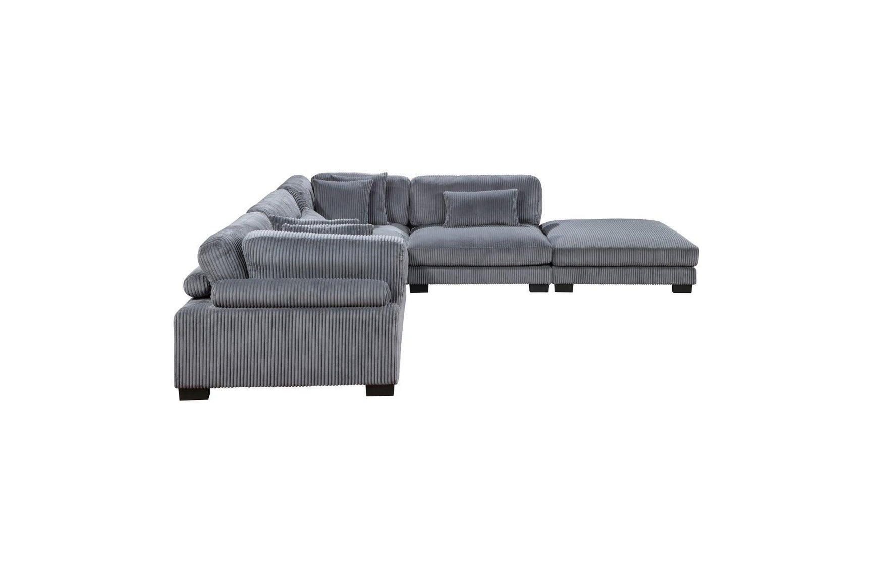 Traverse Gray Cordugoy Fabric Sectional Set
