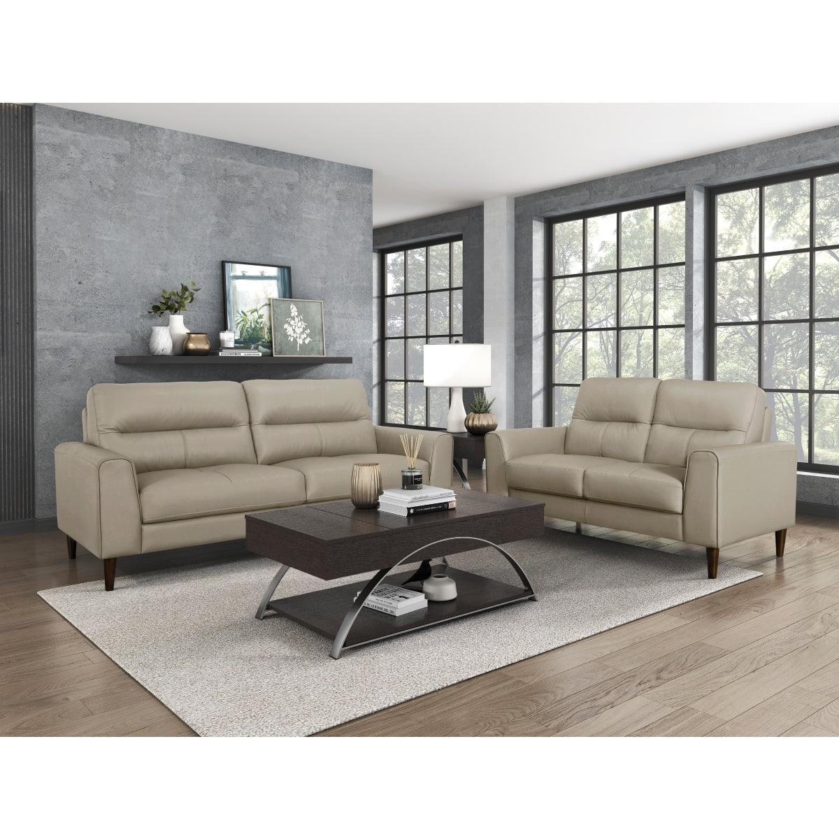 Lewes Latte Leather Sofa