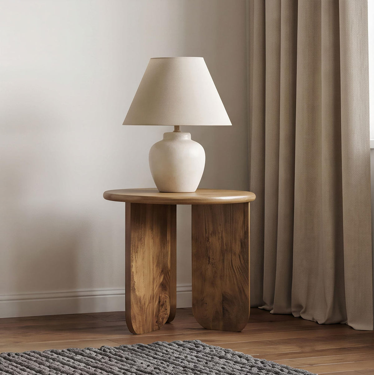 Dale Sculptural Round Solid Mango Wood End Table Honey Mango — product image 2