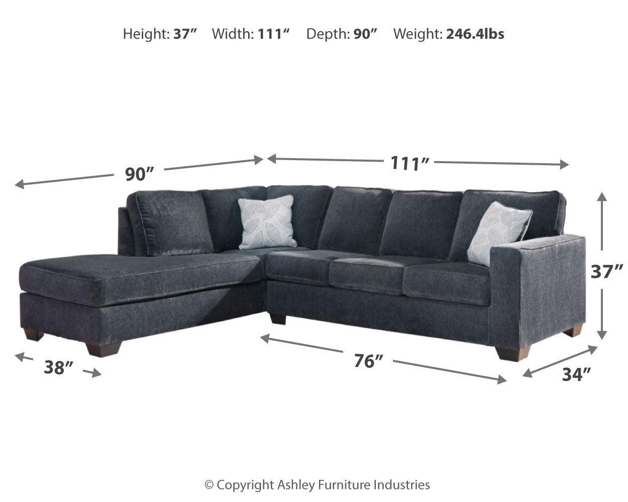 Altari Slate Chenille 2-Piece Sectional With Chaise - Ella Furniture