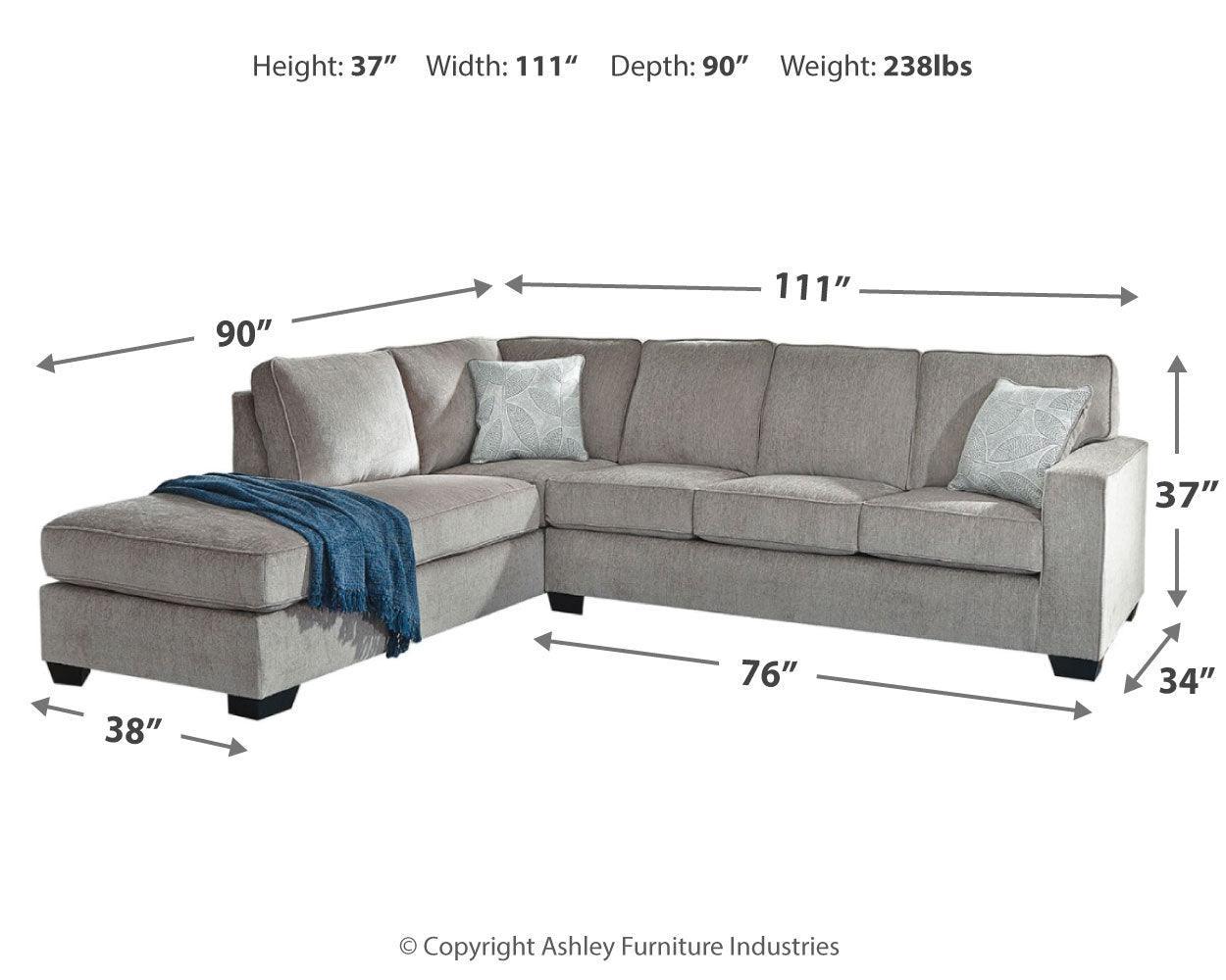 Altari Alloy Chenille 2-Piece Sectional With Chaise - Ella Furniture