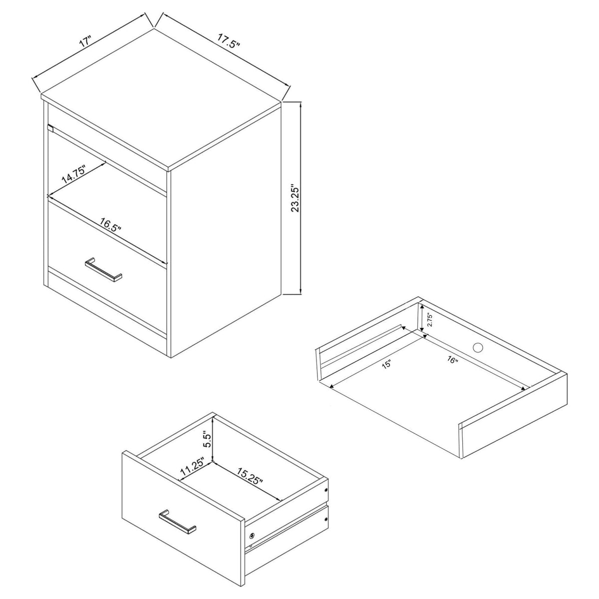 Fabre 1-Drawer Extendable Top Nightstand White High Gloss — product image 12