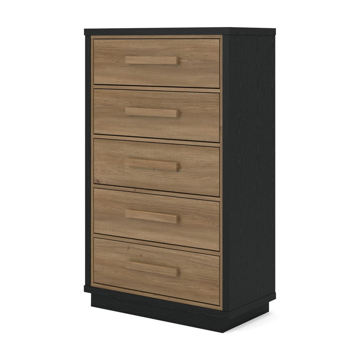 Kozmour Black/Brown Chest of Drawers — angled view