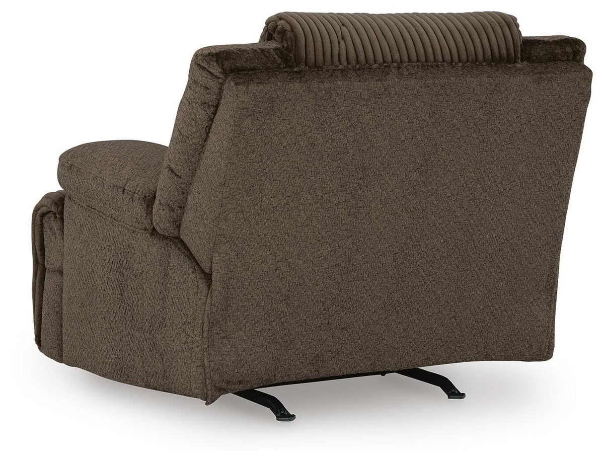 Top Chocolate 6-Piece Sectional with Recliner — back view