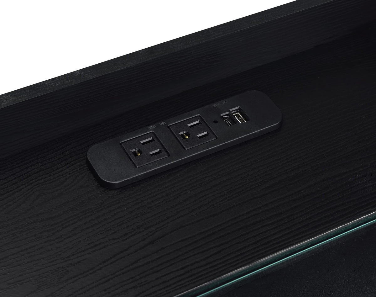 Furda 2-Drawer LED Nightstand Bedside Table with Speaker Black Ash — product image 10