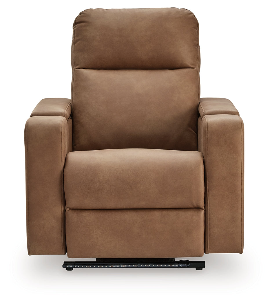 Lorrenton Caramel Faux Leather Power Glider Recliner with Audio System