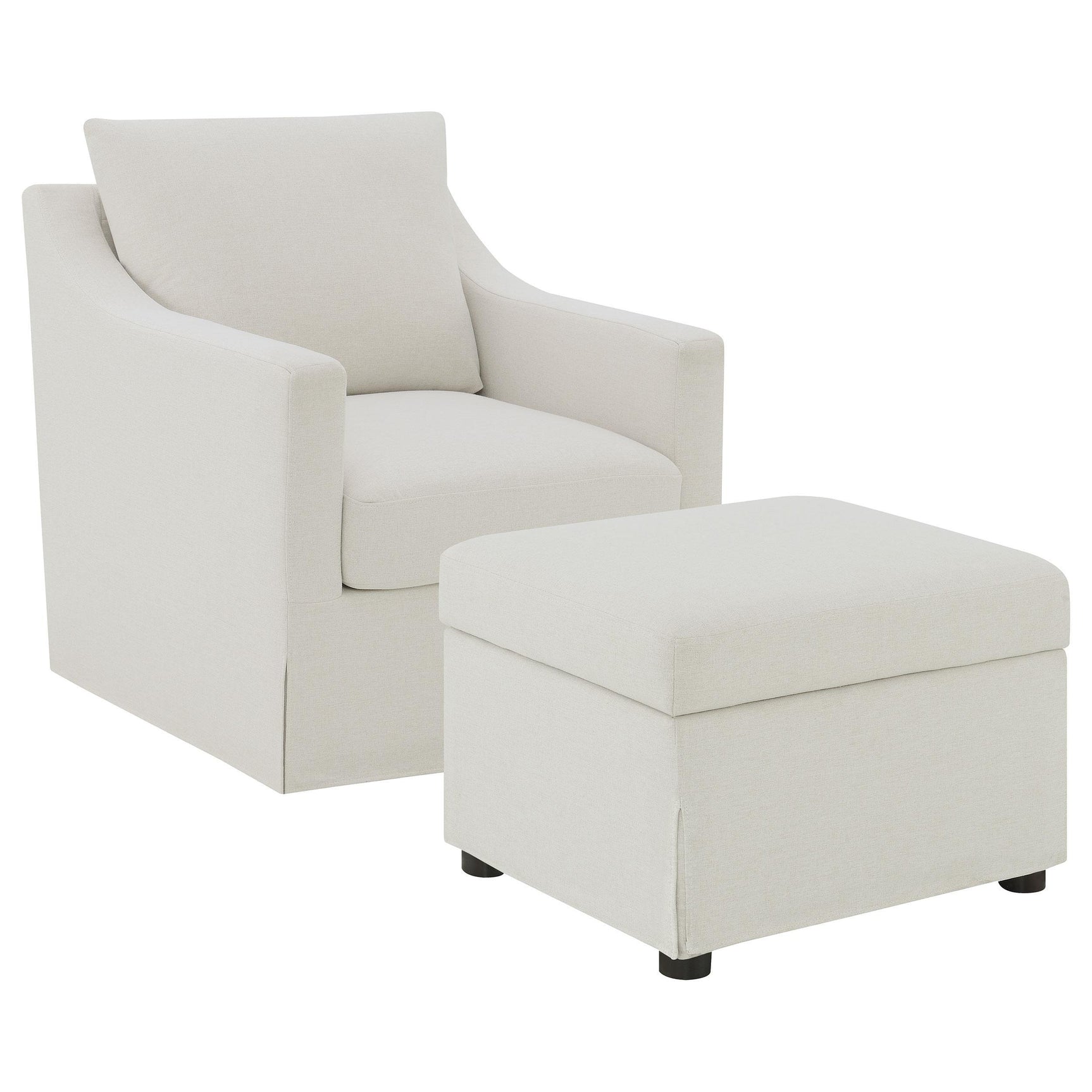 Winter Upholstered Sloped Arm Accent Swivel Chair Beige