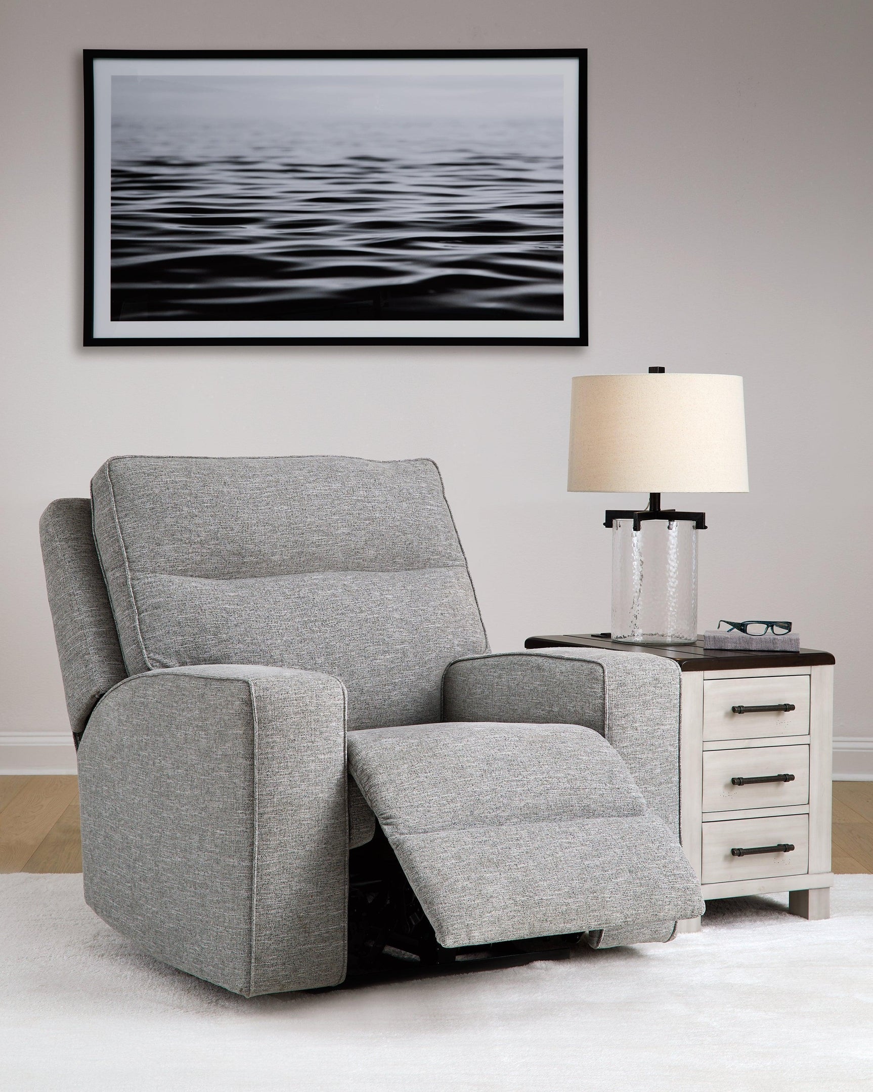 Biscoe Pewter Textured Nuvella® Power Recliner