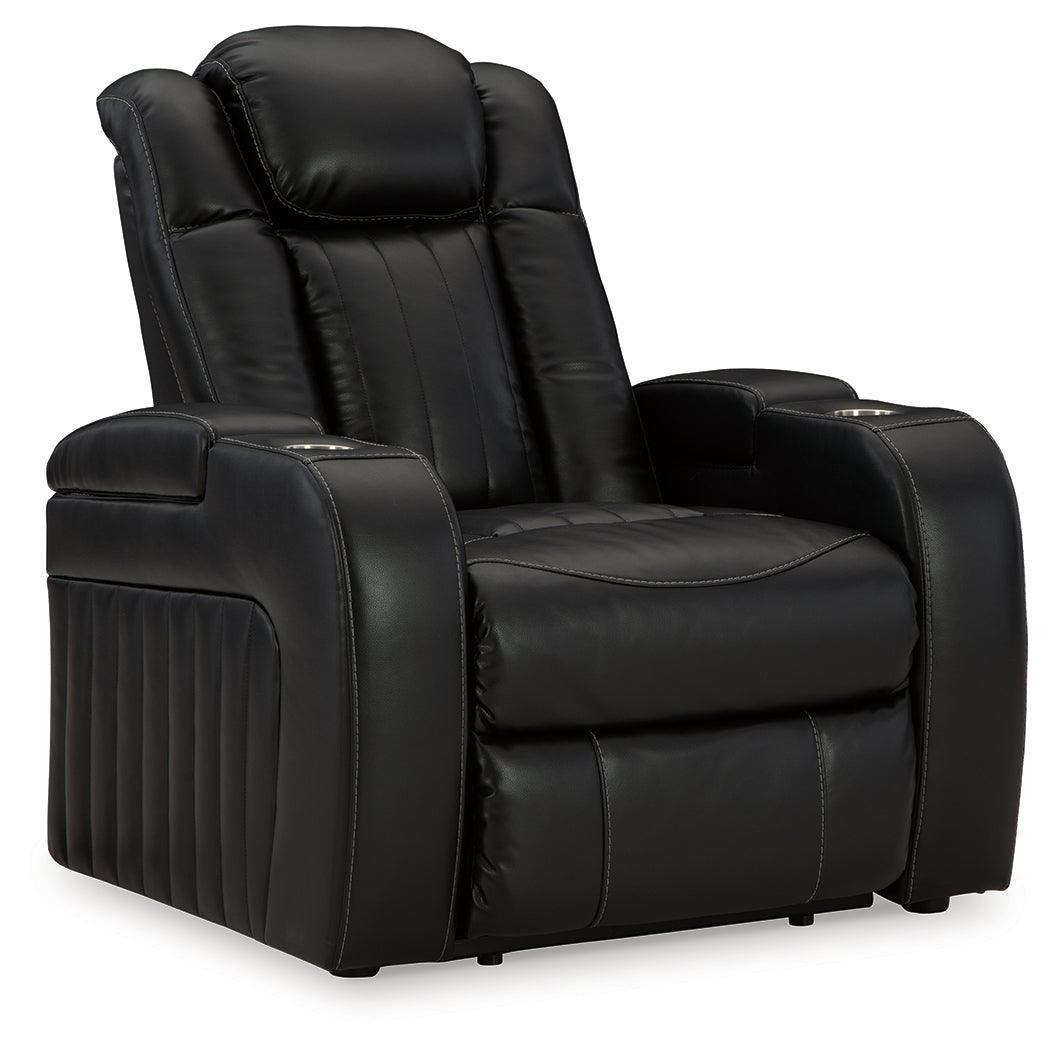 Caveman Den Midnight Faux Leather Power Recliner