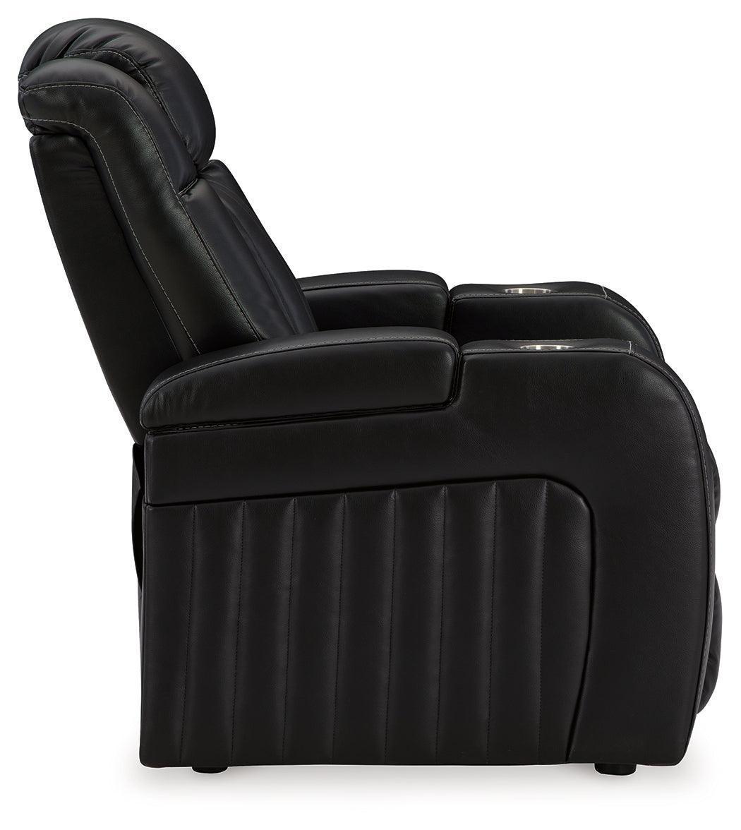 Caveman Den Midnight Faux Leather Power Recliner