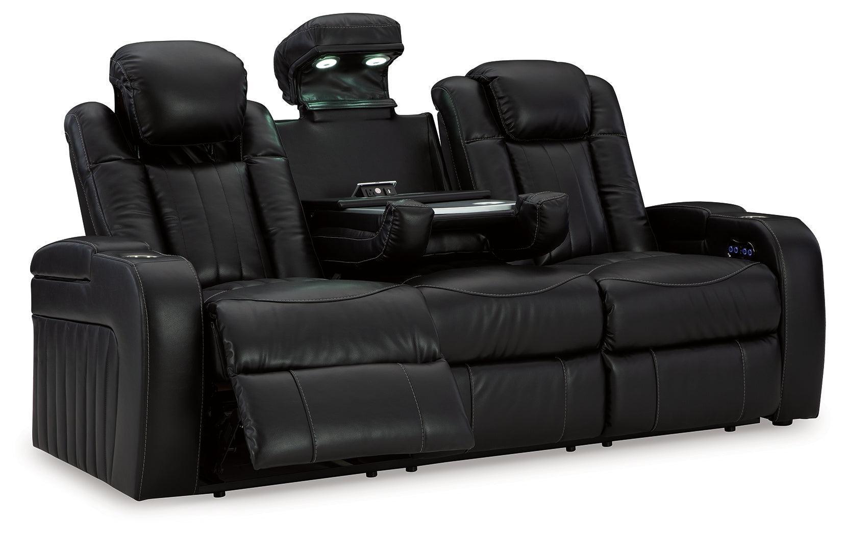 Caveman Den Midnight Faux Leather Power Reclining Sofa