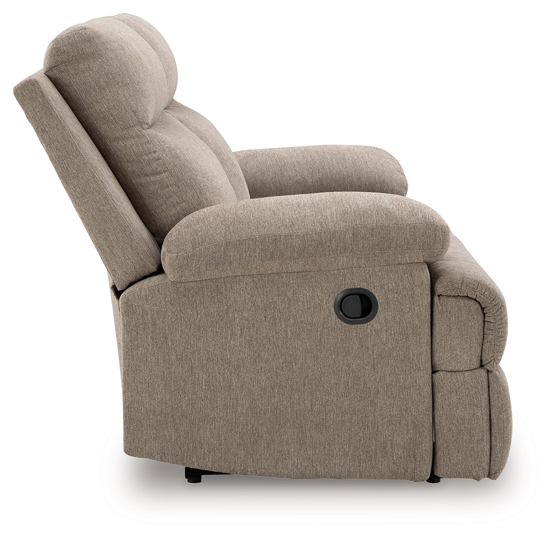 Side-Swipe Mocha Chenille Reclining Loveseat
