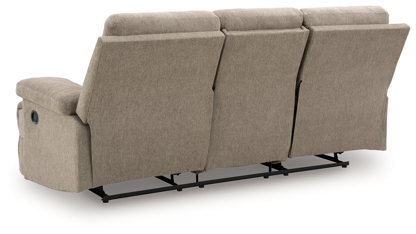 Side-Swipe Mocha Chenille Reclining Sofa with Drop Down Table