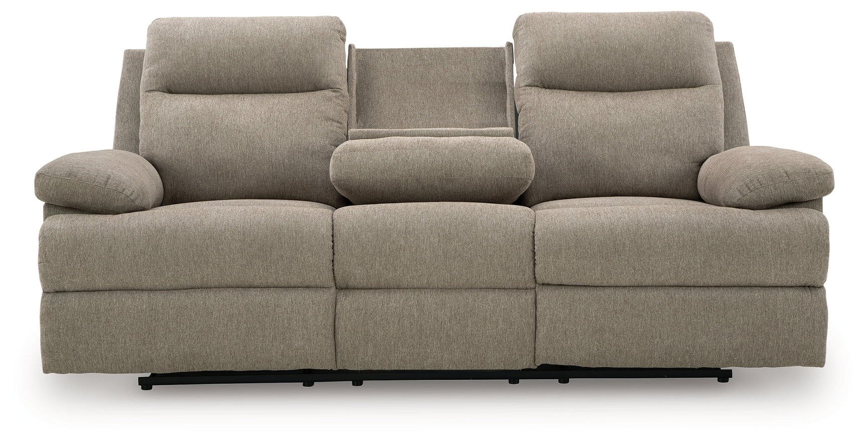Side-Swipe Mocha Chenille Reclining Sofa with Drop Down Table