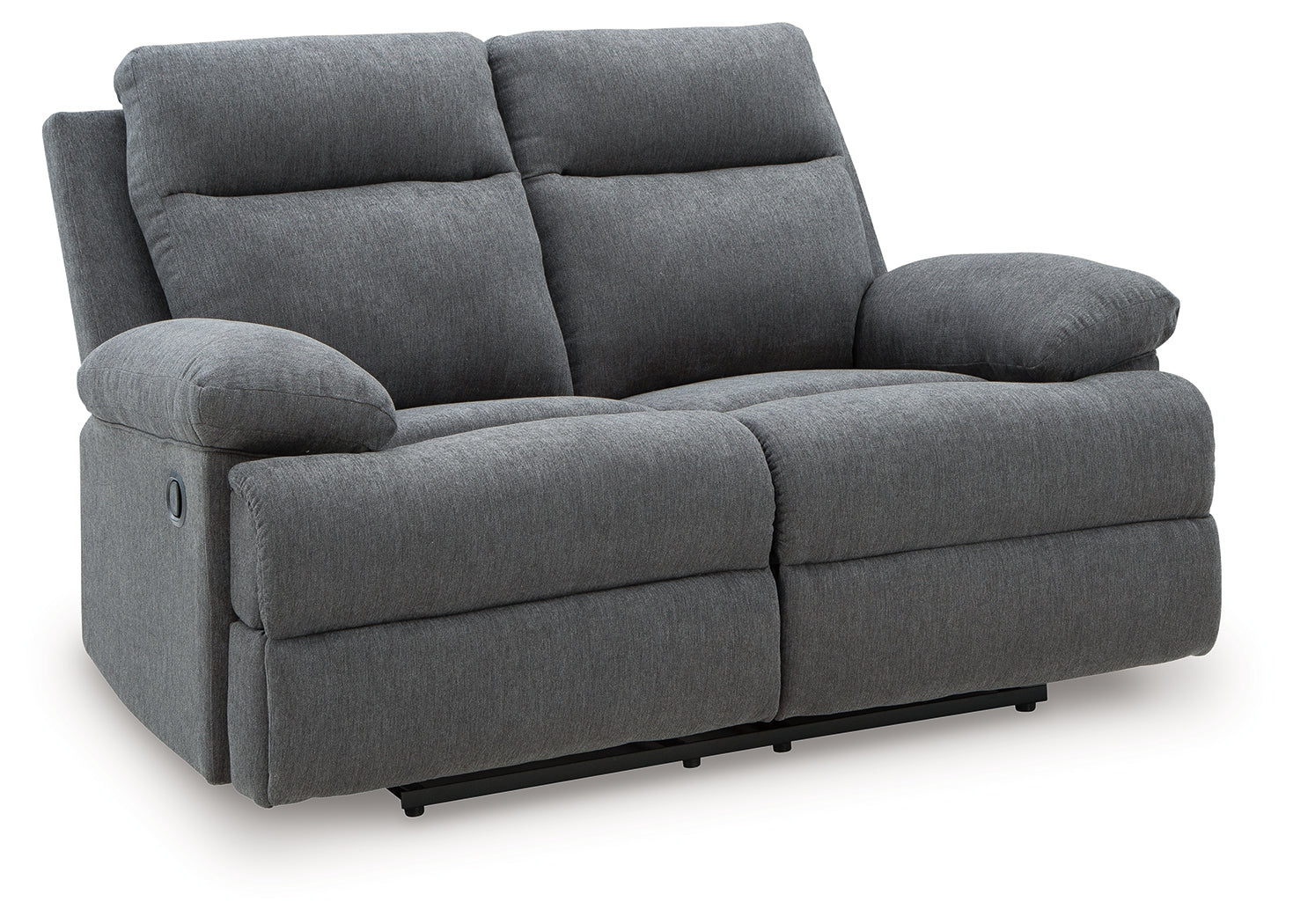 Side-Swipe Charcoal Chenille Reclining Loveseat