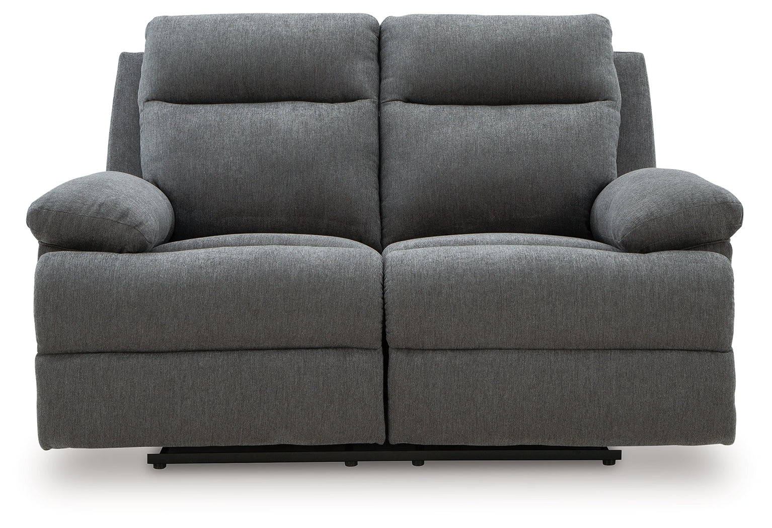 Side-Swipe Charcoal Chenille Reclining Loveseat