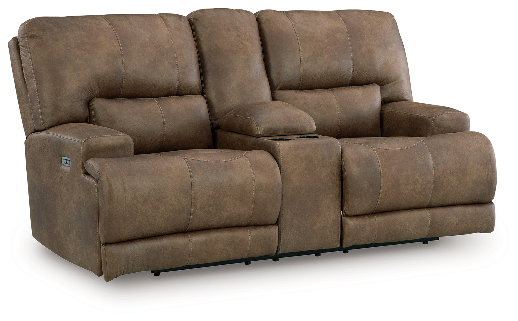 Beckley Place Earth Faux Leather Power Reclining Loveseat with Console