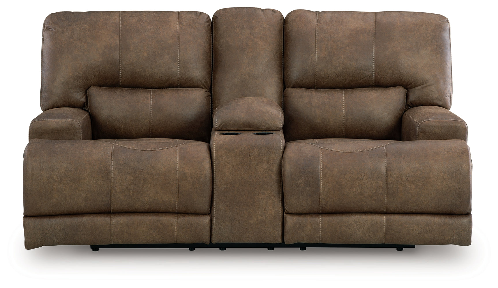 Beckley Place Earth Faux Leather Power Reclining Loveseat with Console