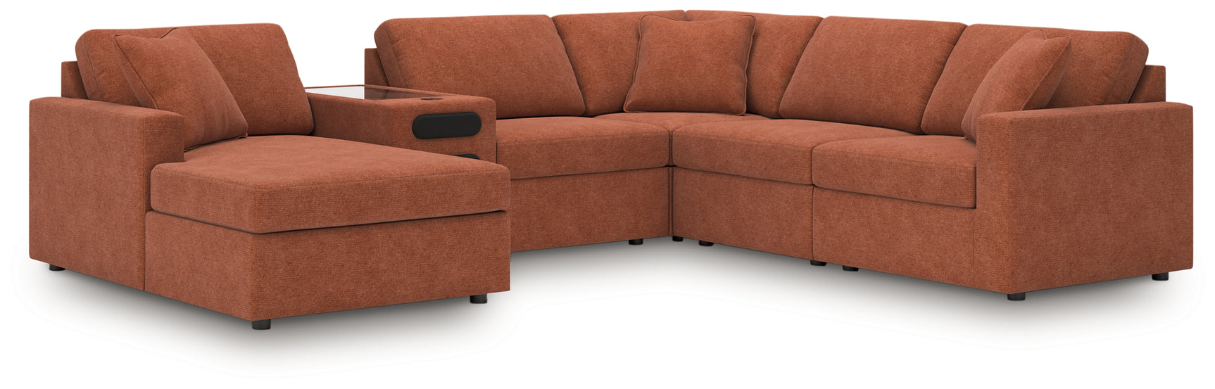 Modmax Spice Performance Fabric,Next-Gen Nuvella™ 6-Piece Sectional with Audio System and Chaise
