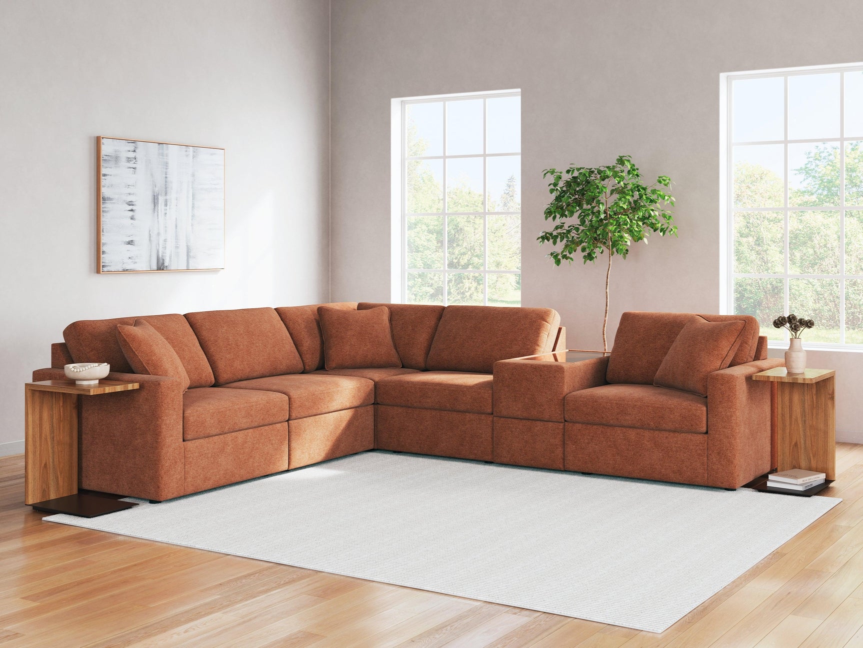Modmax Spice Performance Fabric,Next-Gen Nuvella™ 6-Piece Sectional