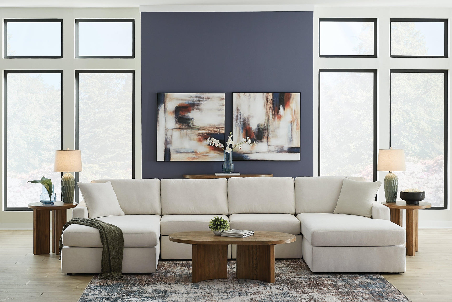 Modmax Oyster Performance Fabric,Next-Gen Nuvella™ 4-Piece Sectional with Chaise