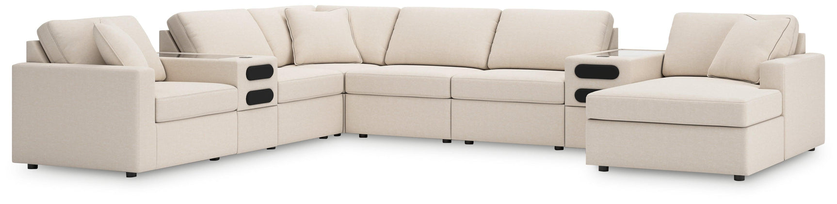 Modmax Oyster Performance Fabric,Next-Gen Nuvella™ 8-Piece Sectional with Audio System and Chaise