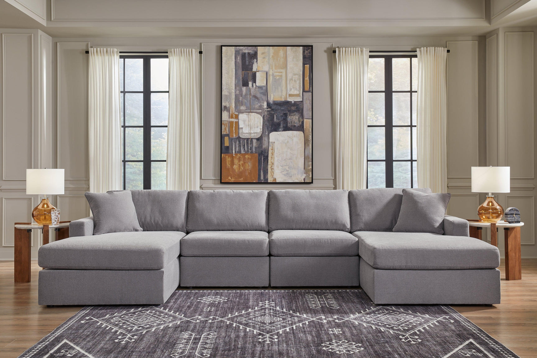 Modmax Granite Performance Fabric,Next-Gen Nuvella™ 4-Piece Sectional with Chaise