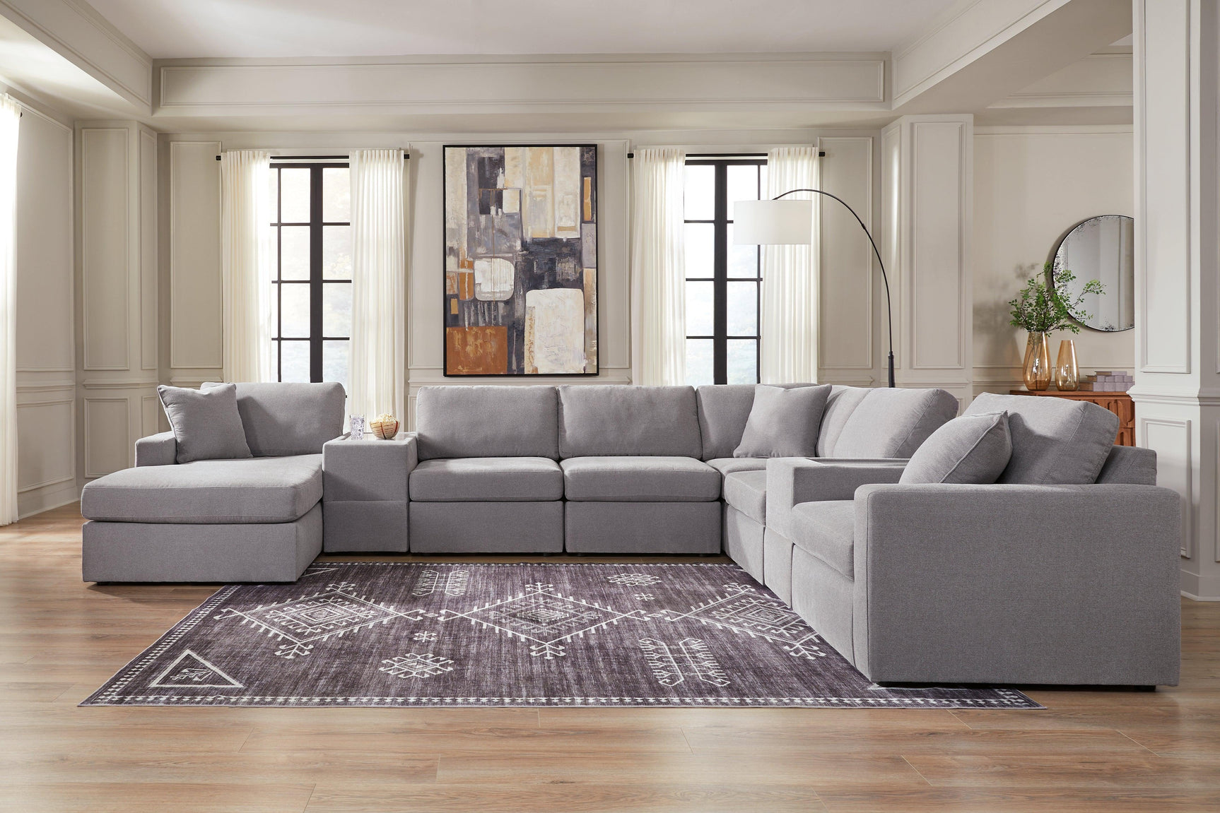 Modmax Granite Performance Fabric,Next-Gen Nuvella™ 8-Piece Sectional with Chaise