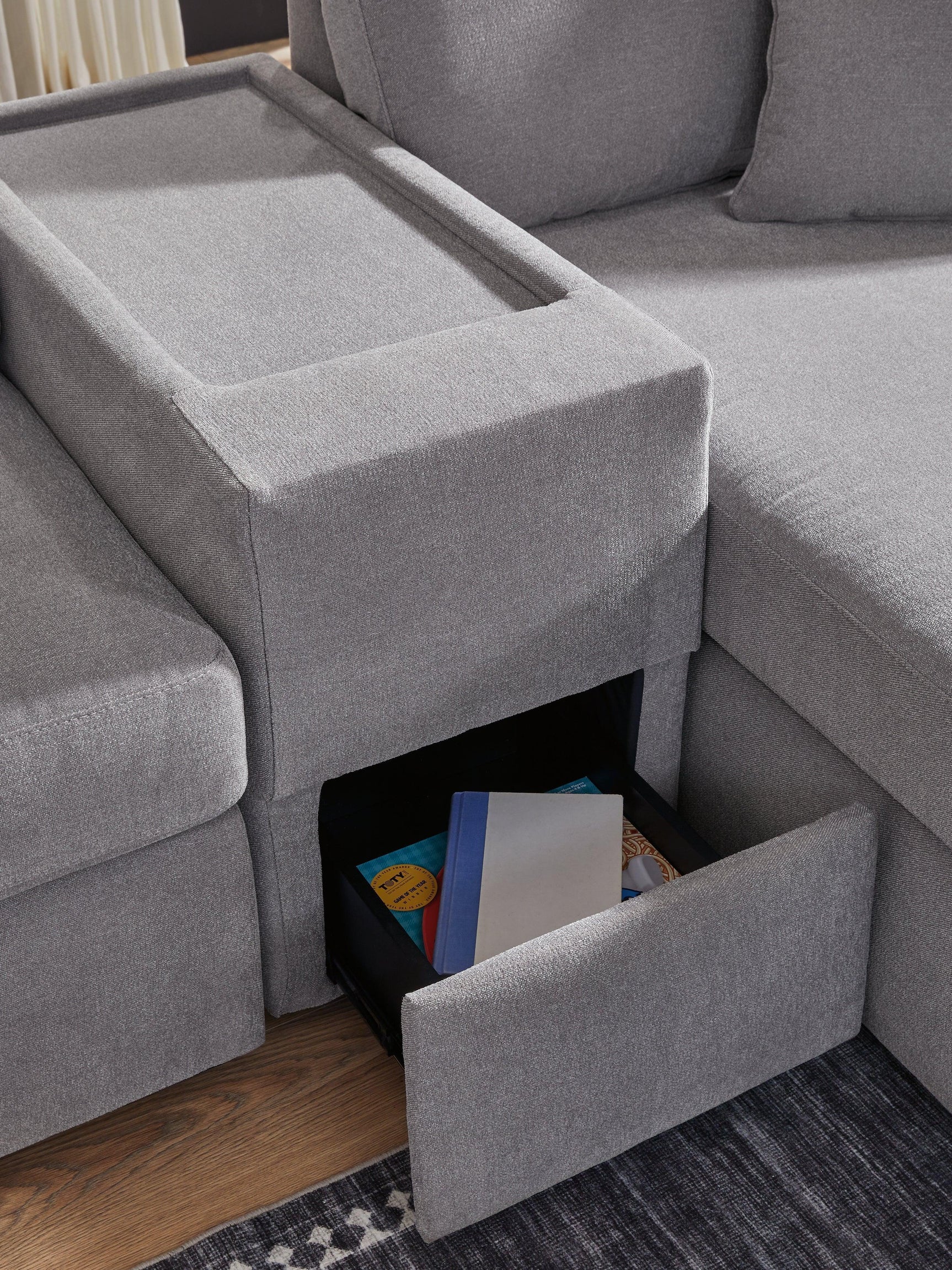 Modmax Granite Performance Fabric,Next-Gen Nuvella™ 4-Piece Sectional with Chaise