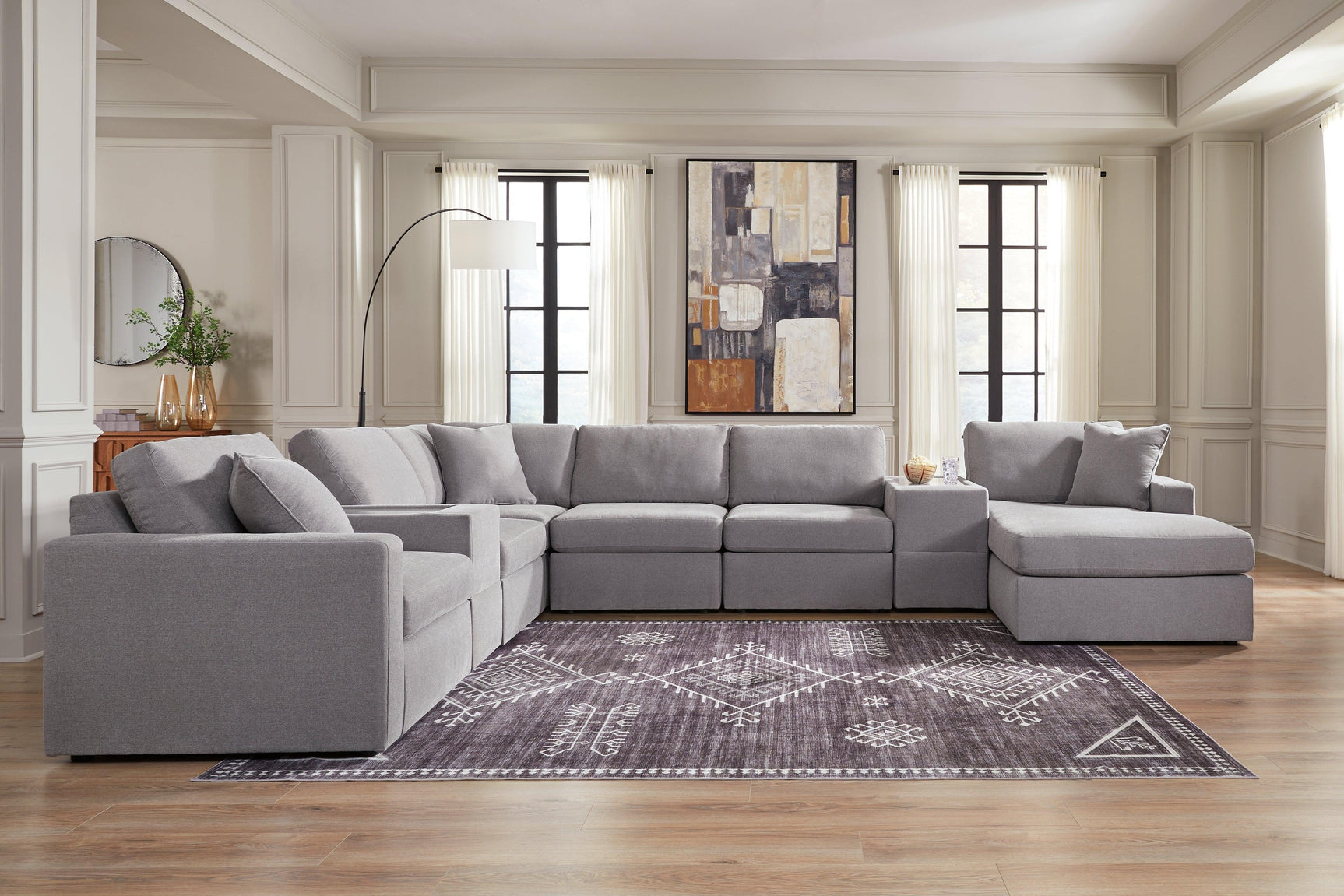 Modmax Granite Performance Fabric,Next-Gen Nuvella™ 8-Piece Sectional with Chaise
