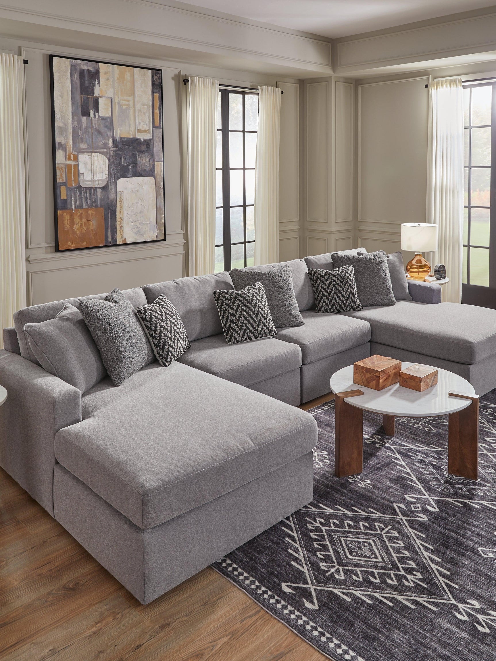 Modmax Granite Performance Fabric,Next-Gen Nuvella™ 4-Piece Sectional with Chaise