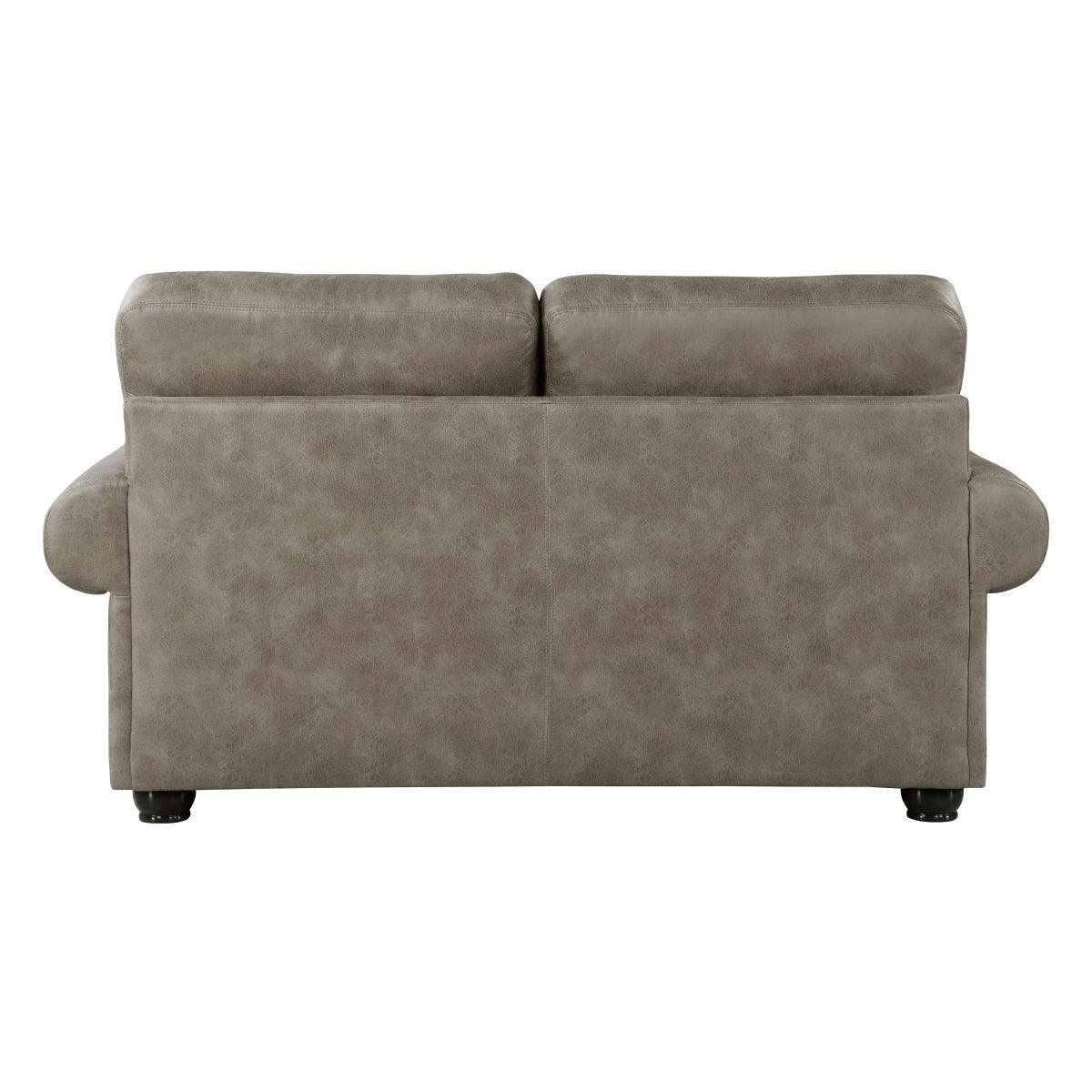 Gray Traditional Modern Solid Wood And Plywood Faux Leather Upholstered Tufted Loveseat - Ella Furniture